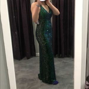 Green Sequin Halter Neck Prom Dress (Never Got to Wear)